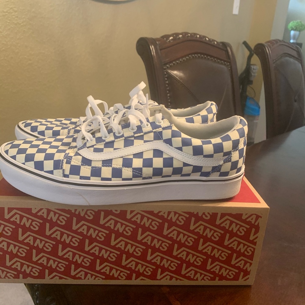 Vans comfycush old skool checkerboard blue